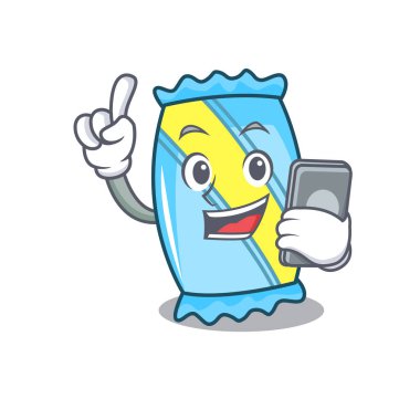 Telefon şeker karakter karikatür tarzı vektör çizim ile