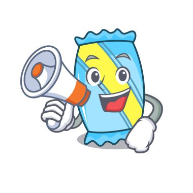 Megafon şeker karakter karikatür tarzı vektör çizim ile