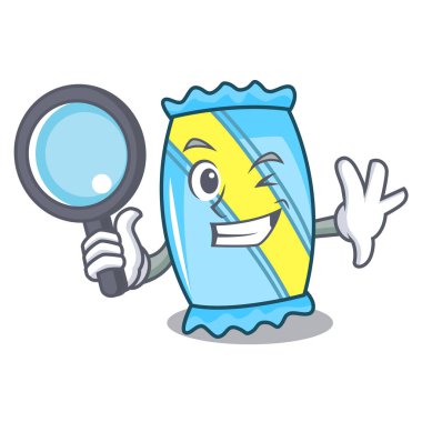 Dedektif şeker karakter karikatür tarzı vektör çizim