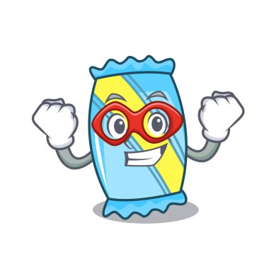 Süper kahraman şeker karakter karikatür tarzı vektör çizim