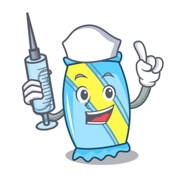 Hemşire şeker karakter karikatür tarzı vektör çizim