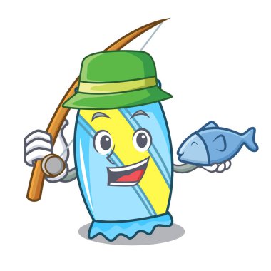 Balık tutma şeker maskot karikatür tarzı vektör çizim