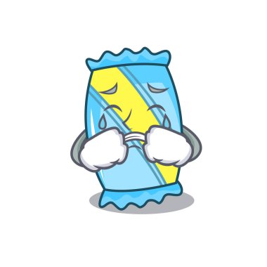 Ağlayan şeker maskot karikatür tarzı vektör çizim