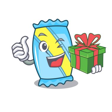 Hediyelik Şeker maskot karikatür tarzı vektör çizim ile