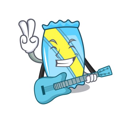 Gitar şeker maskot karikatür tarzı vektör çizim ile
