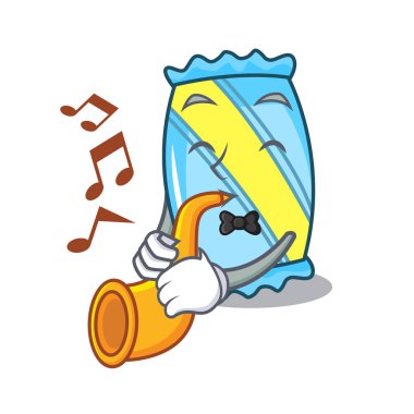 Trompet şeker maskot karikatür tarzı vektör çizim ile