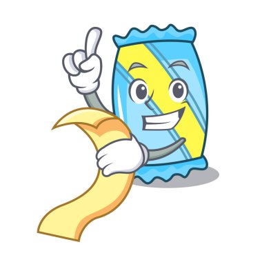 Menü şeker maskot karikatür tarzı vektör çizim ile