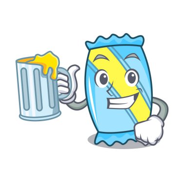 Suyu şeker maskot karikatür tarzı vektör çizim ile