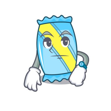 Bekleyen şeker maskot karikatür tarzı vektör çizim