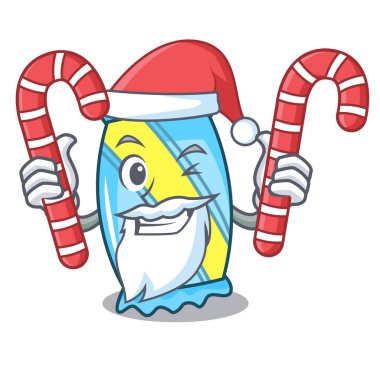 Santa şeker şeker maskot karikatür tarzı vektör çizim ile