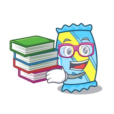 Öğrenci kitap şeker maskot karikatür tarzı vektör çizim ile