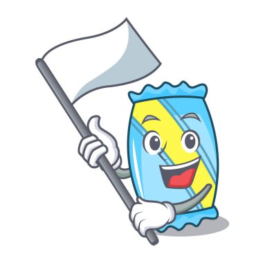 Bayrak şeker maskot karikatür tarzı vektör çizim ile