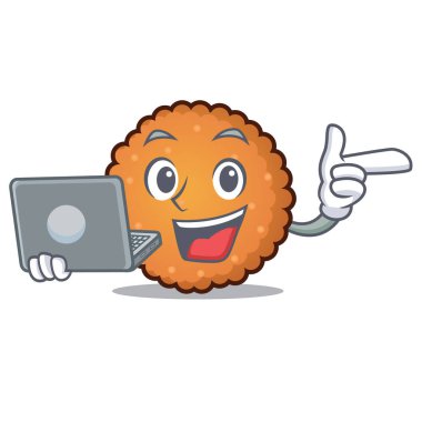 Dizüstü bilgisayar tanımlama bilgileri karakter karikatür tarzı vektör çizim ile