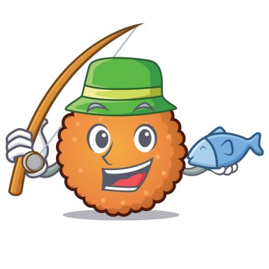 Balık tutma çerezleri maskot karikatür tarzı vektör çizim