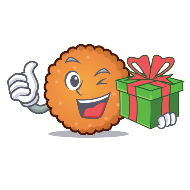 Hediye kurabiye maskot karikatür tarzı vektör çizim ile