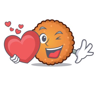 Kalp Kurabiye maskot karikatür tarzı vektör çizim ile