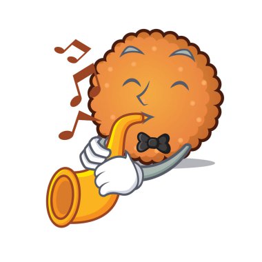 Trompet çerezleri maskot karikatür tarzı vektör çizim ile