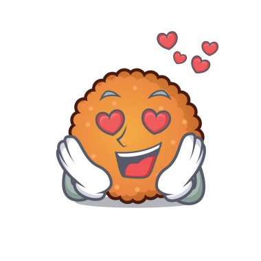 Aşk kurabiye maskot karikatür tarzı vektör çizim içinde