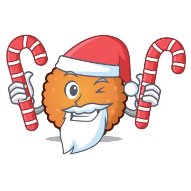 Santa şeker çerezleri maskot karikatür tarzı vektör çizim ile