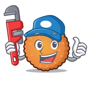 Tesisatçı çerezleri maskot karikatür tarzı vektör çizim