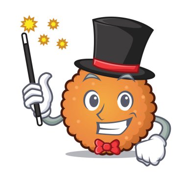 Sihirbaz çerezleri maskot karikatür tarzı vektör çizim