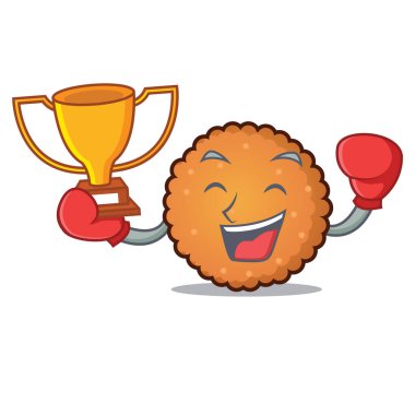 Boks şampiyonu çerezleri maskot karikatür tarzı vektör çizim