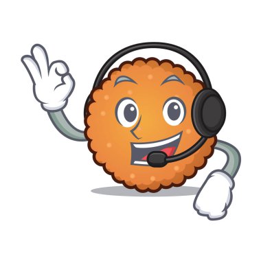 Kulaklık çerezleri maskot karikatür tarzı vektör çizim ile