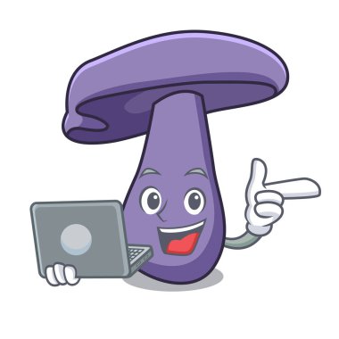 Dizüstü blewit mantar karakter karikatür ile