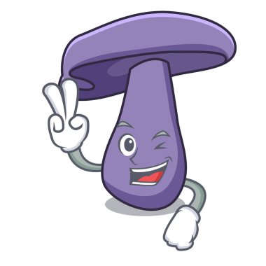 İki parmak blewit mantar karakter karikatür