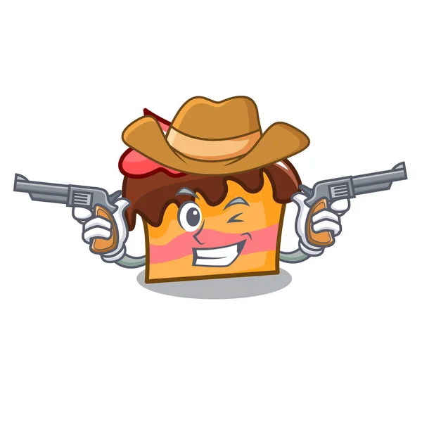 Cowboy Sponge Kue Karakter Gambar Vektor Kartun - Stok Vektor