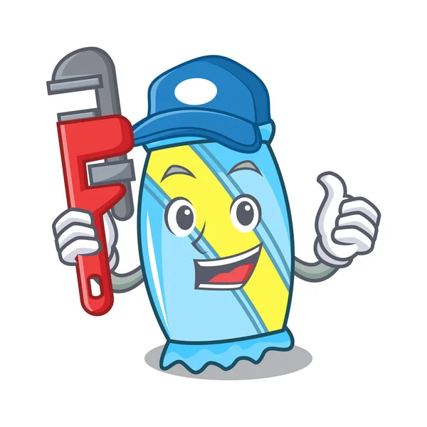 Tesisatçı şeker maskot karikatür tarzı vektör çizim