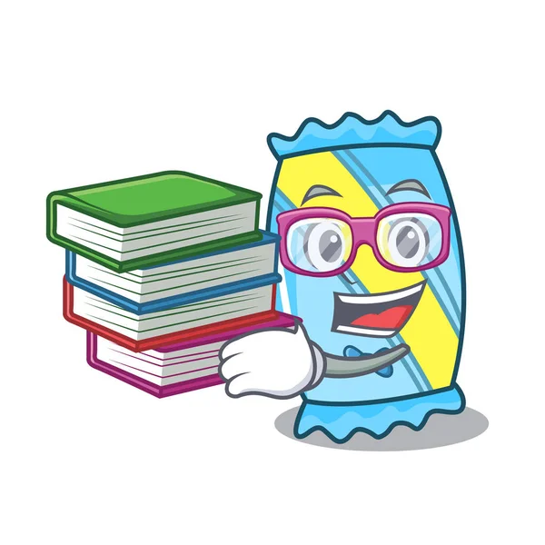 Öğrenci kitap şeker maskot karikatür tarzı vektör çizim ile