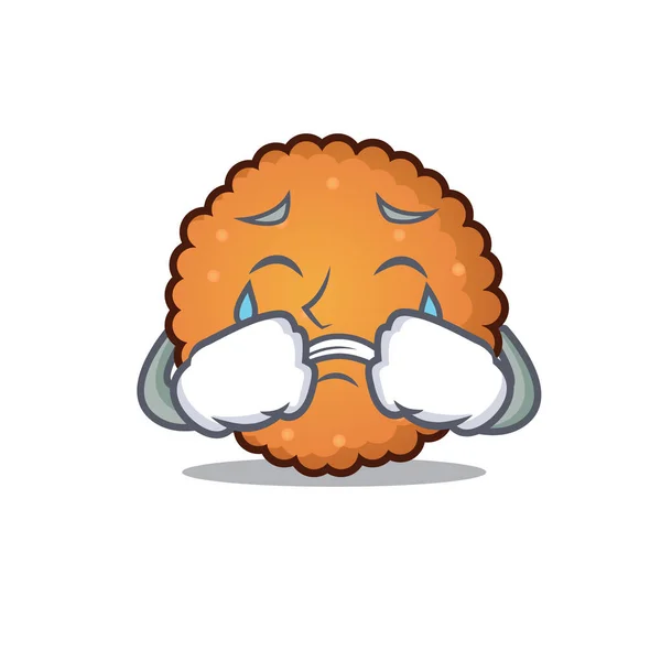 Huilende Cookies Mascotte Cartoon Stijl Vectorillustratie — Stockvector