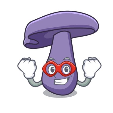 Süper kahraman blewit mantar karakter karikatür