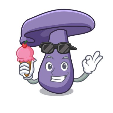 Dondurma blewit mantar karakter karikatür ile