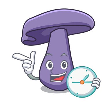 Saat blewit mantar karakter karikatür vektör çizim ile