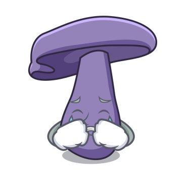 Blewit mantar maskot karikatür ağlıyor