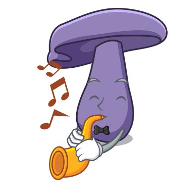 Trompet blewit mantar maskot karikatür ile