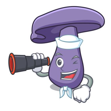 Denizci dürbün blewit mantar maskot karikatür ile