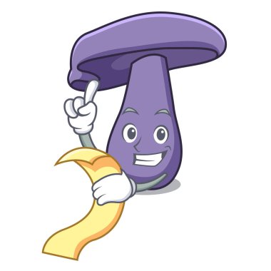 Menü blewit mantar maskot karikatür ile