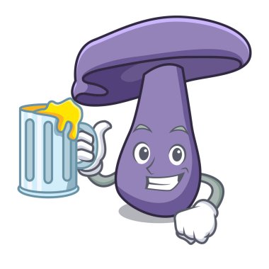 Suyu blewit mantar maskot karikatür ile