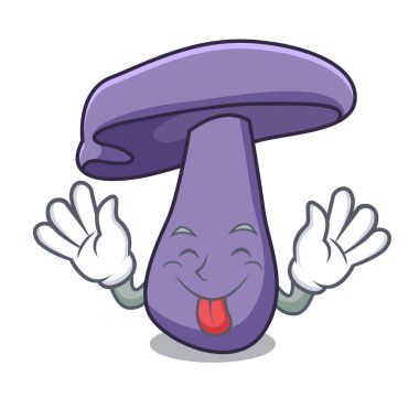 Blewit mantar maskot karikatür dil