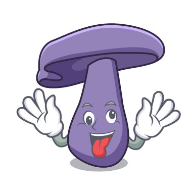 Deli blewit mantar maskot karikatür vektör çizim