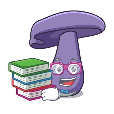 Öğrenci kitap blewit mantar maskot karikatür ile