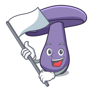 Bayrak blewit mantar maskot karikatür ile