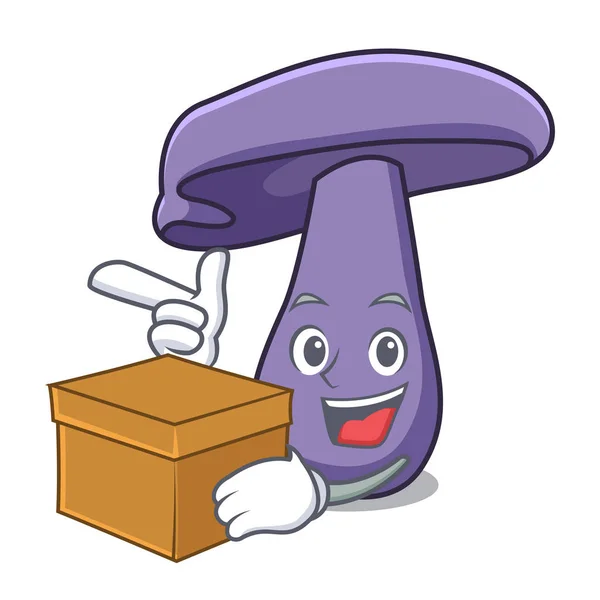 Dengan kotak blewit karakter jamur kartun - Stok Vektor