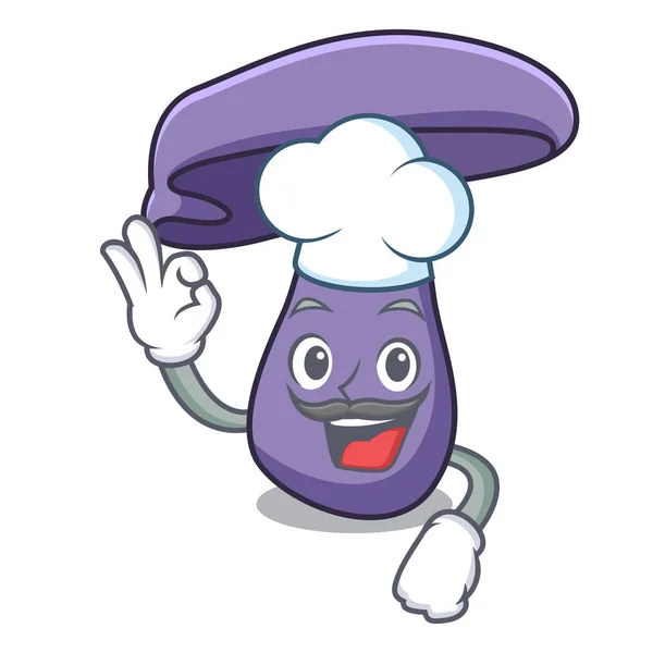 Szef kuchni blewit grzyb charakter kreskówka — Wektor stockowy