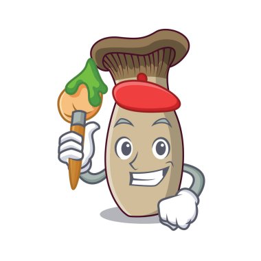 Sanatçı Kral trompet mantar karakter karikatür