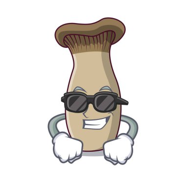 Süper cool Kral trompet mantar karakter karikatür vektör çizim