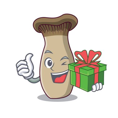 Hediye king ile trompet mantar maskot çizgi film